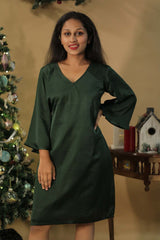 Diva | Bell Sleeves Dress | Emerald Green