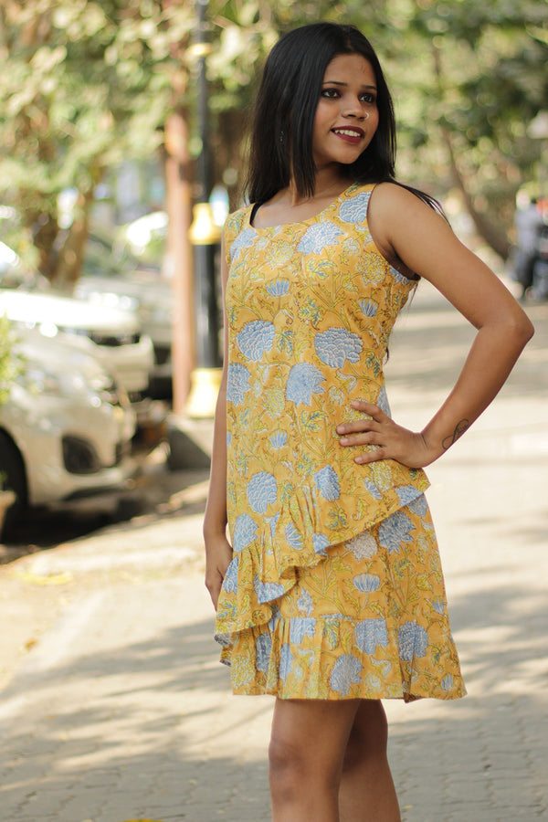 Manchali | Frilled Dress | Sunshine Blooms Sanganeri