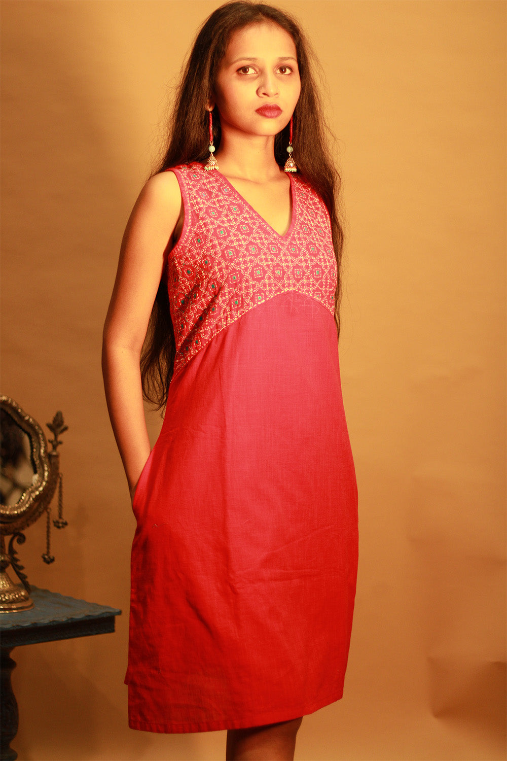Suhani | Embroidered Dress | Red