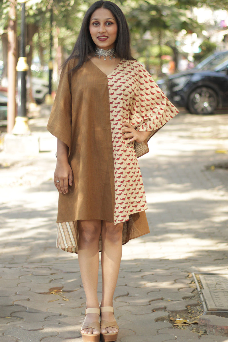 Aasmi | Hi-Lo Kaftan Dress  | Stripes & Bird Bagru