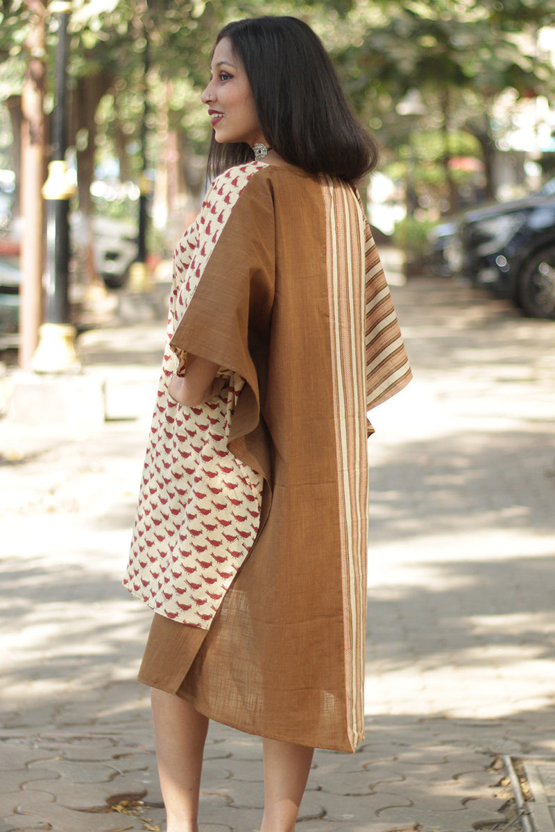 Aasmi | Hi-Lo Kaftan Dress  | Stripes & Bird Bagru