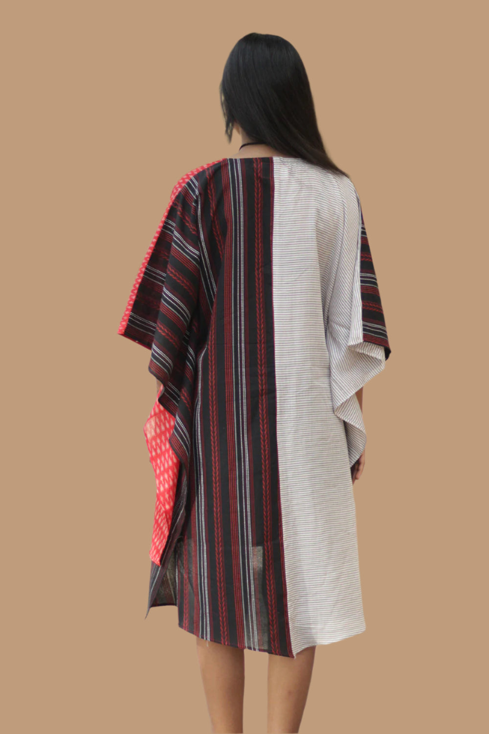 Aasmi | Hi-Lo Kaftan Dress | Black & Red