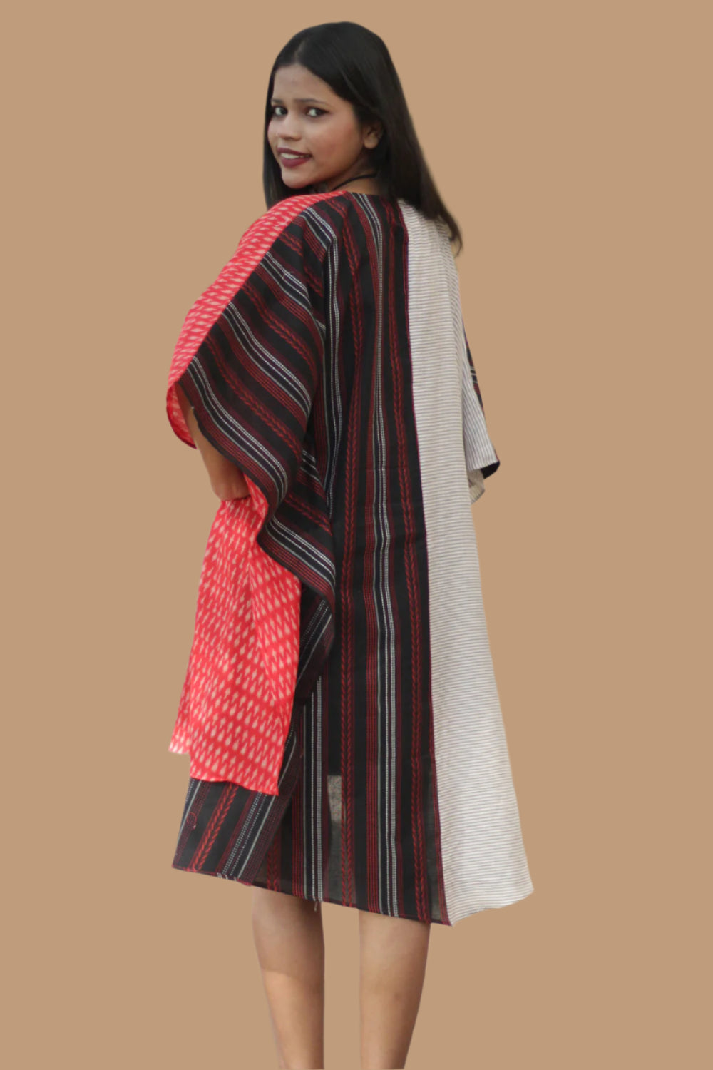 Aasmi | Hi-Lo Kaftan Dress | Black & Red