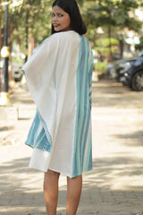 Aasmi | Hi-Lo Kaftan Dress | Aqua Stripes