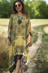 Sitaara | Modal Kaftan | Pale Yellow Ajrakh