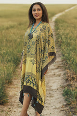 Sitaara | Modal Kaftan | Pale Yellow Ajrakh