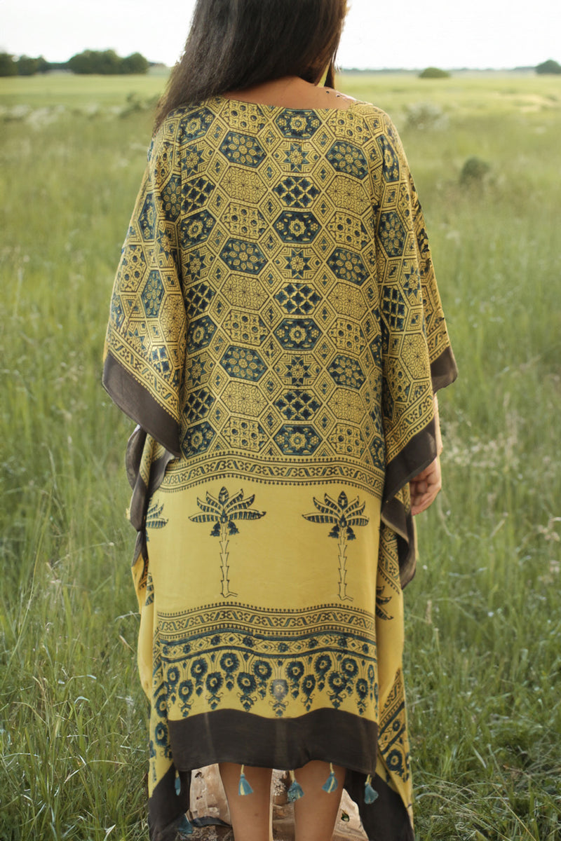 Sitaara | Modal Kaftan | Pale Yellow Ajrakh