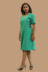 Juhi | Overlap Yoke Dress | Green