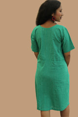 Juhi | Overlap Yoke Dress | Green