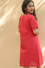 Juhi | Overlap Yoke Dress | Red