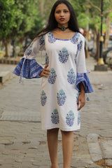 Sayali | Short Dress | Cobalt Blue Blooms Sanganeri