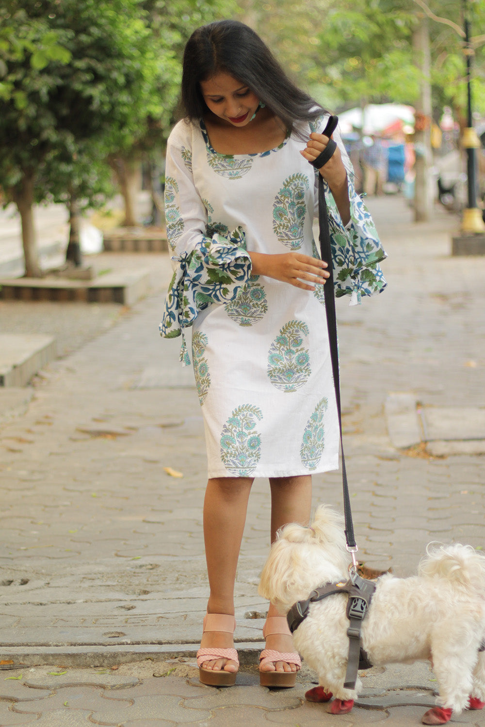 Sayali | Short Dress | Sea Foam Kairi Sanganeri