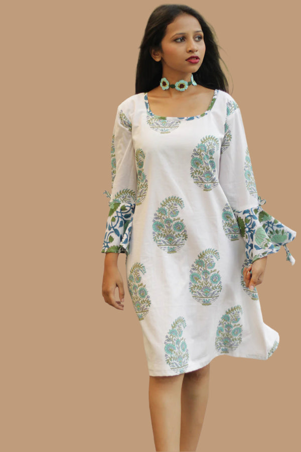 Sayali | Short Dress | Sea Foam Kairi Sanganeri