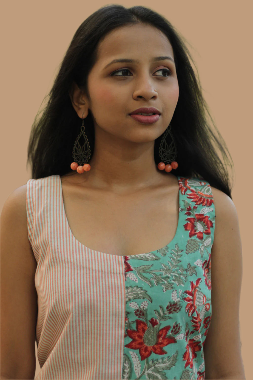 Anaya | Short Dress | Red Blooms Sanganeri