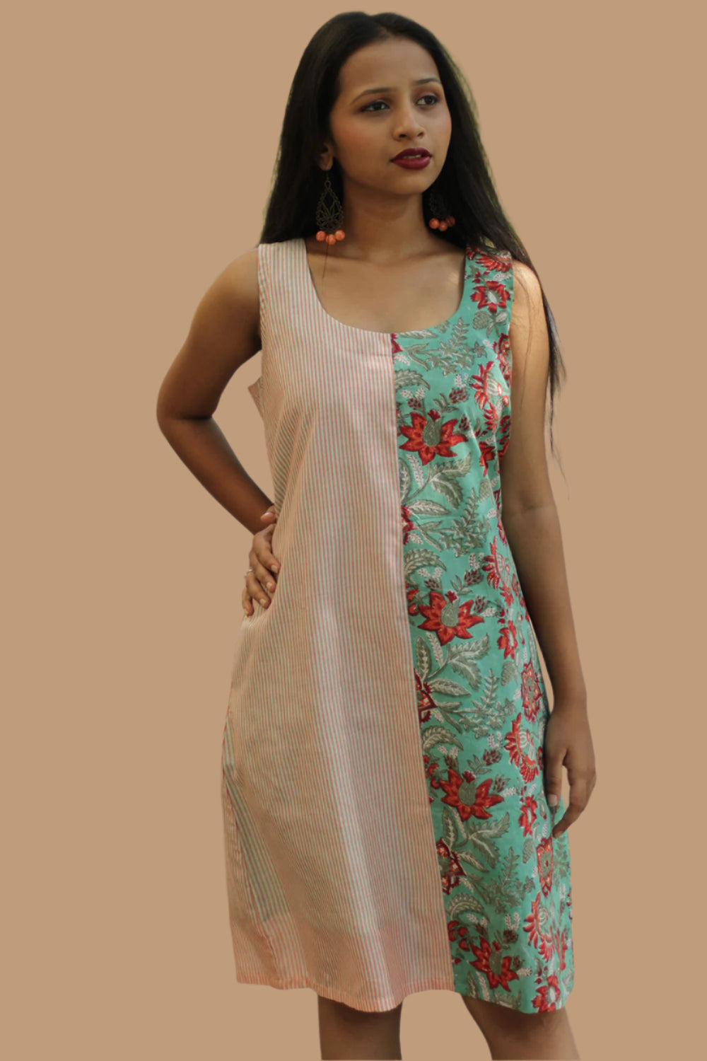 Anaya | Short Dress | Red Blooms Sanganeri