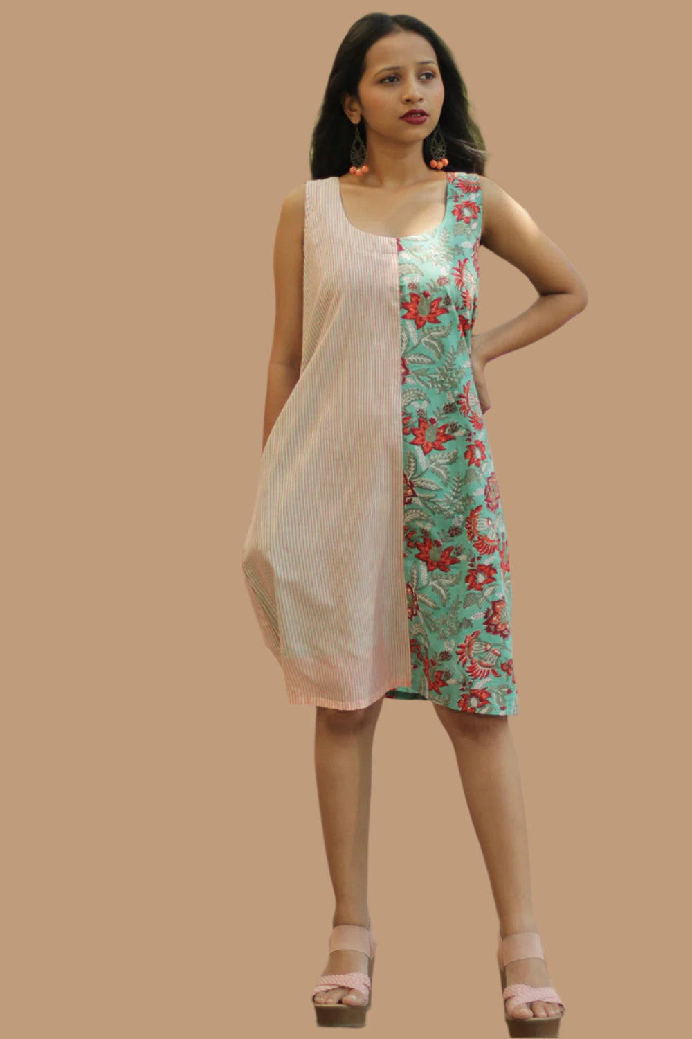 Anaya | Short Dress | Red Blooms Sanganeri