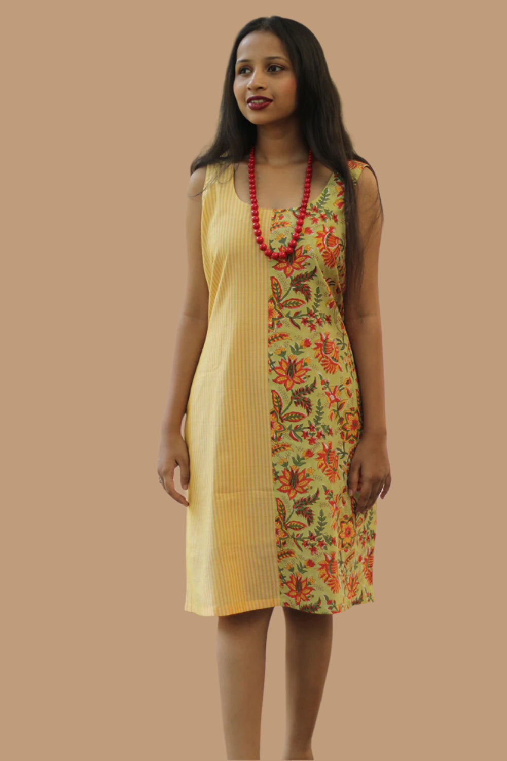 Anaya | Short Dress | Lime Green Sanganeri