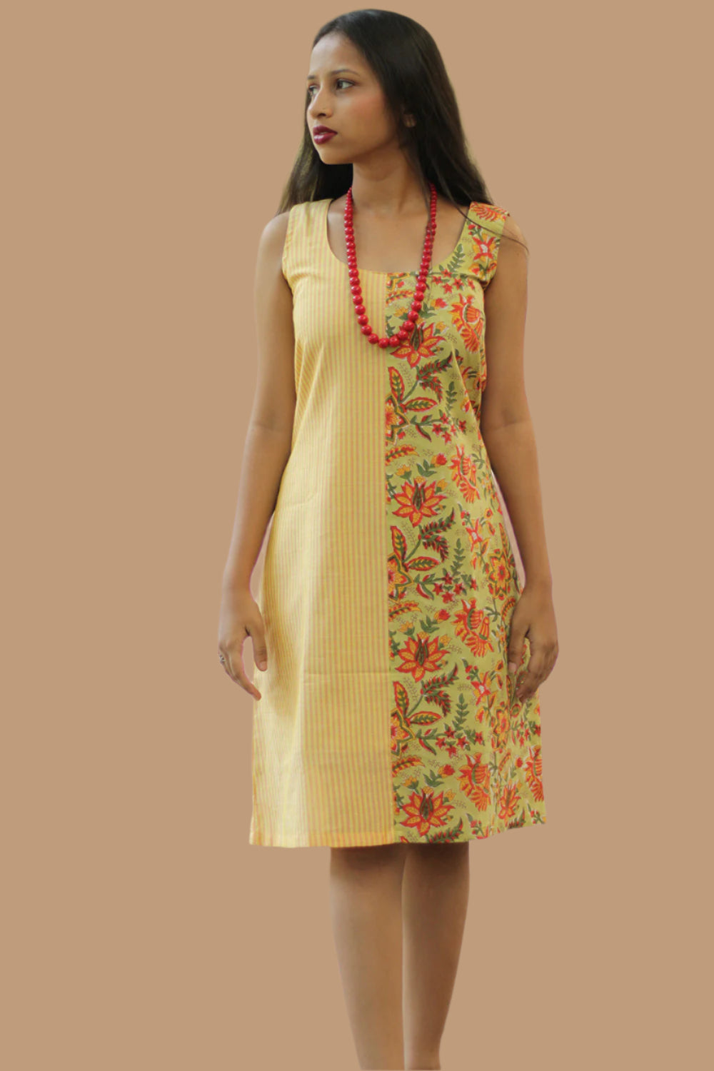 Anaya | Short Dress | Lime Green Sanganeri