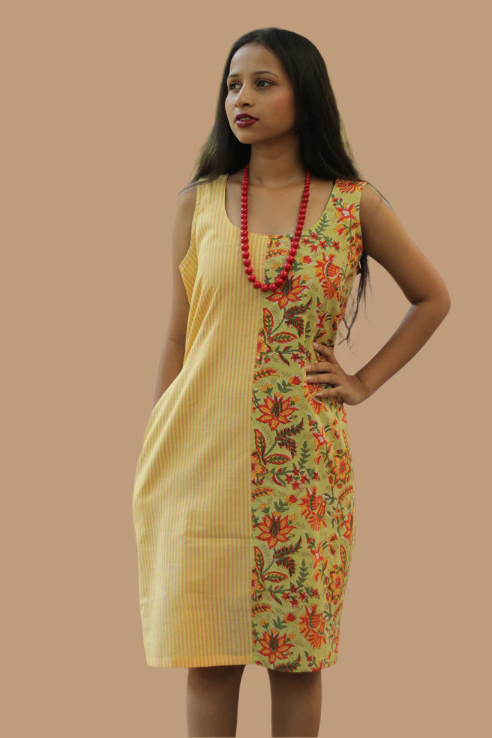 Anaya | Short Dress | Lime Green Sanganeri