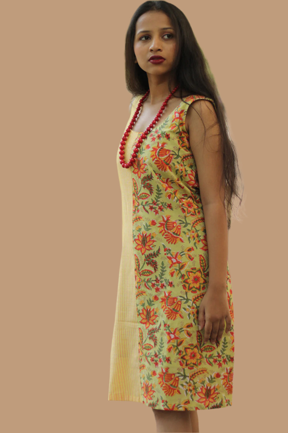 Anaya | Short Dress | Lime Green Sanganeri