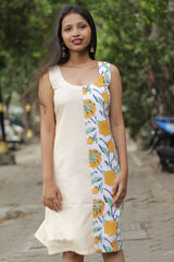Anaya | Short Dress | Sanganeri  Green & Yellow floral