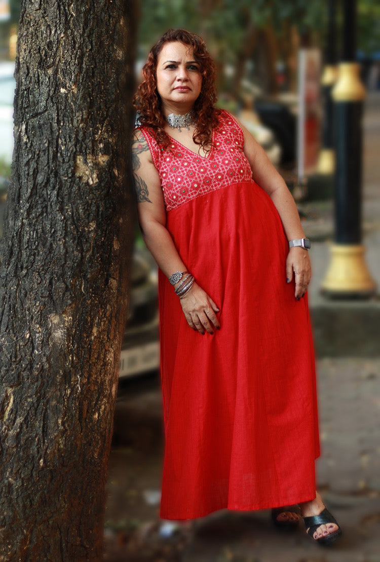 Khwaab | Long  Kali Dress | Red