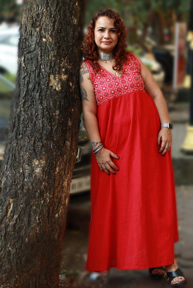 Khwaab | Long  Kali Dress | Red