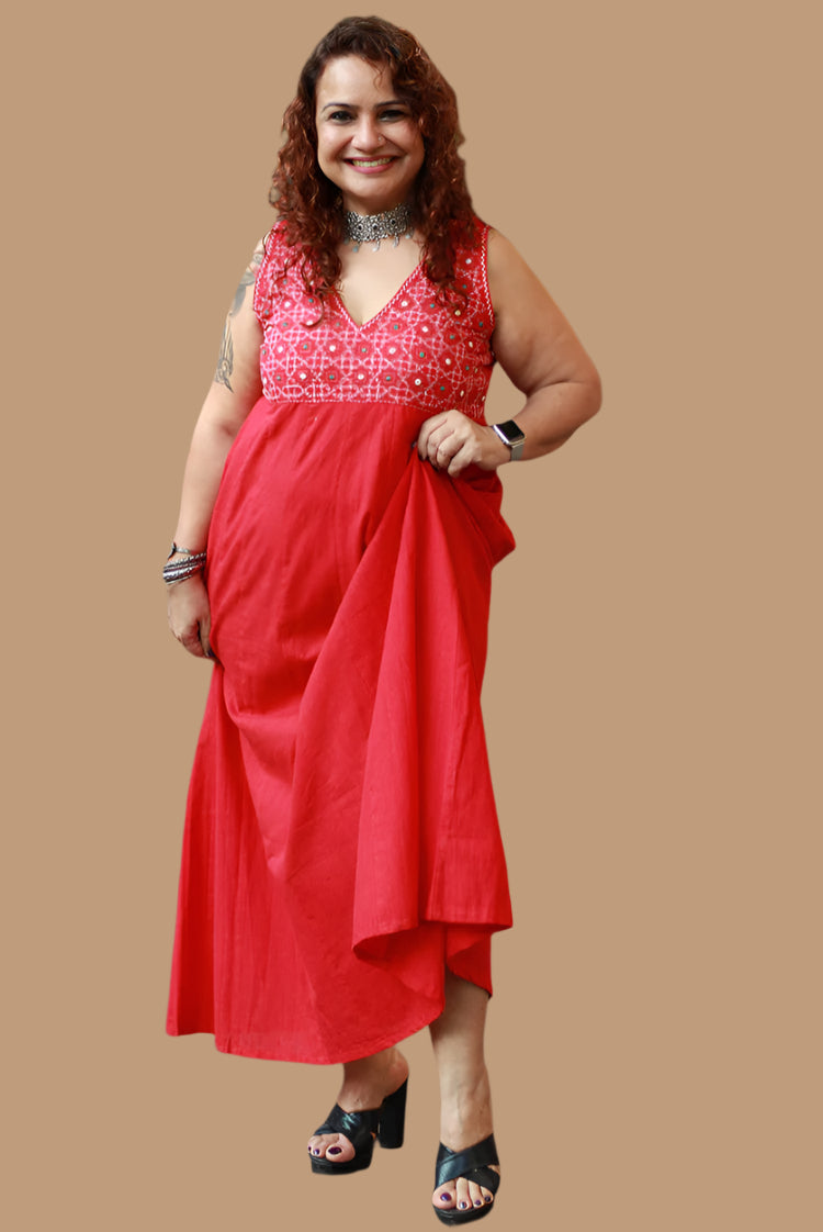 Khwaab | Long  Kali Dress | Red