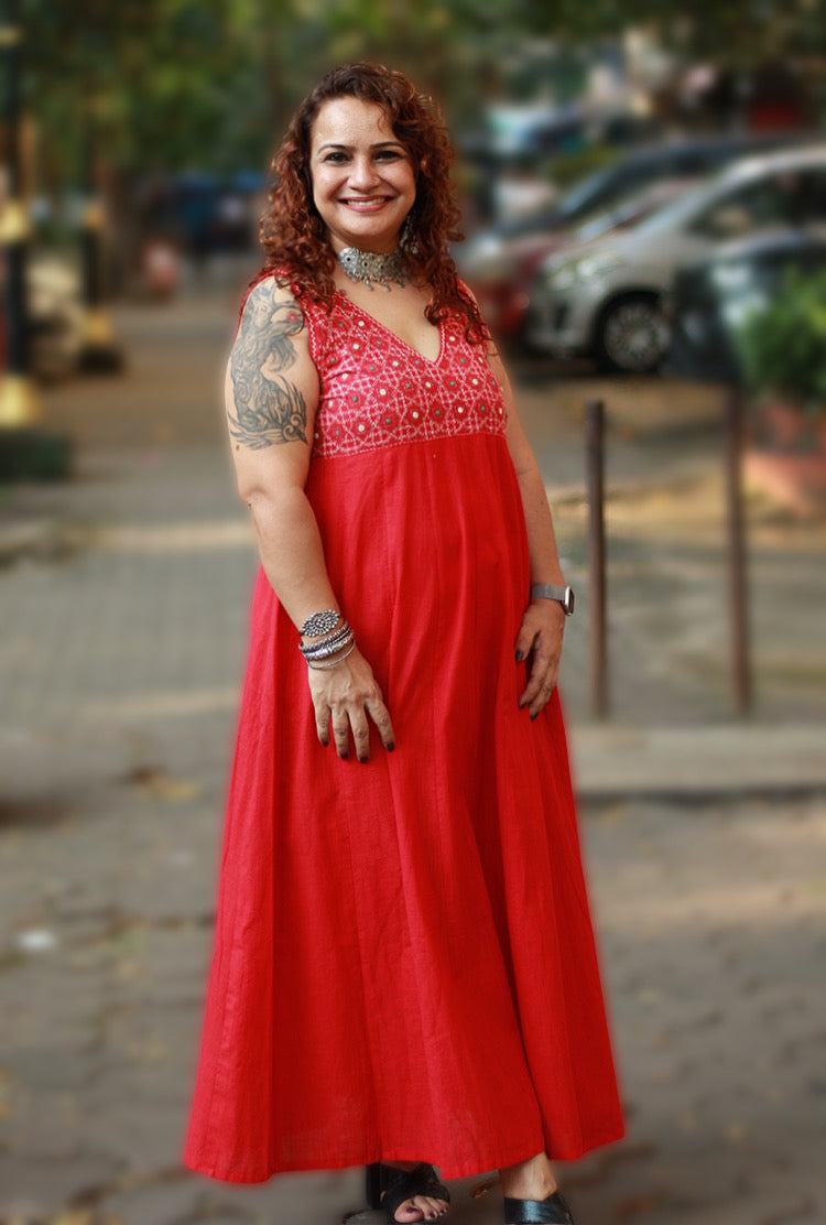 Khwaab | Long  Kali Dress | Red