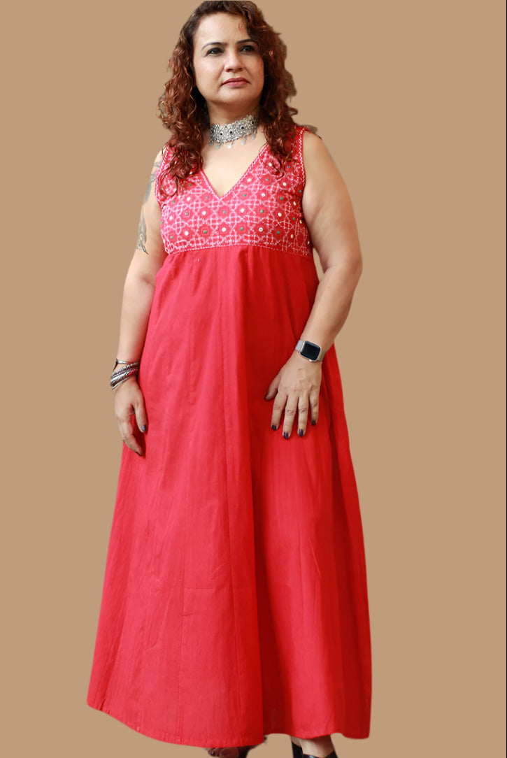 Khwaab | Long  Kali Dress | Red