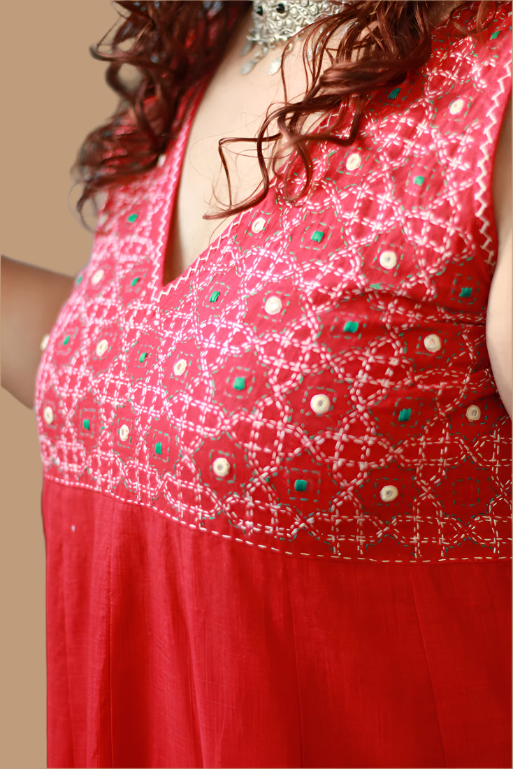 Khwaab | Long  Kali Dress | Red