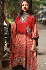 Sitaara | Modal Kaftan | Madder Circles Ajrakh