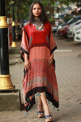 Sitaara | Modal Kaftan | Madder Circles Ajrakh
