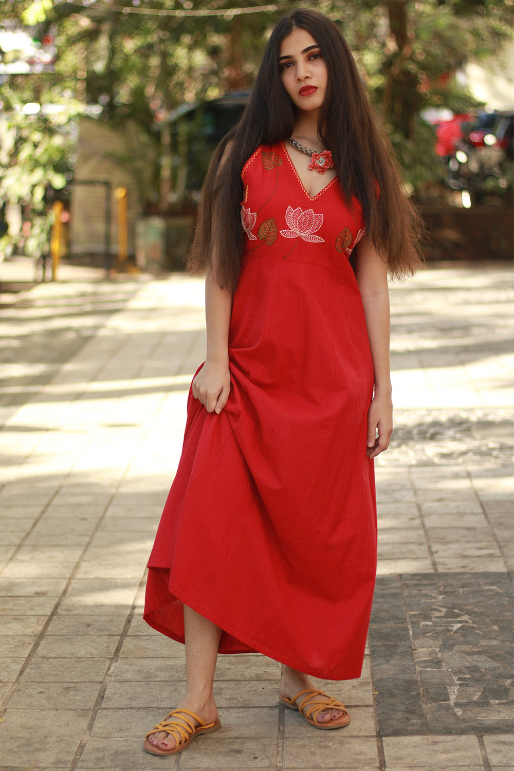 Saroj | Khwaab | Long Kali Dress | Crimson