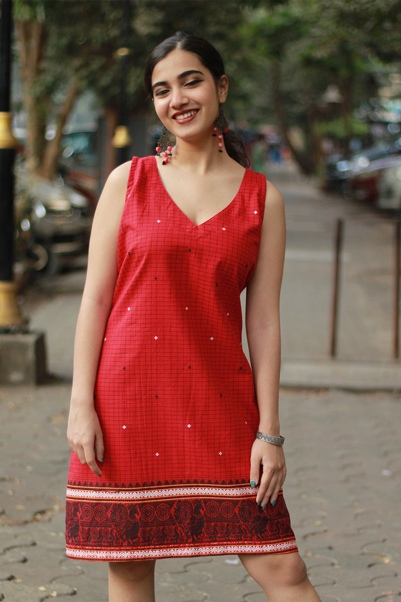 Scarlet Sparkle | Short Dress | Cotton