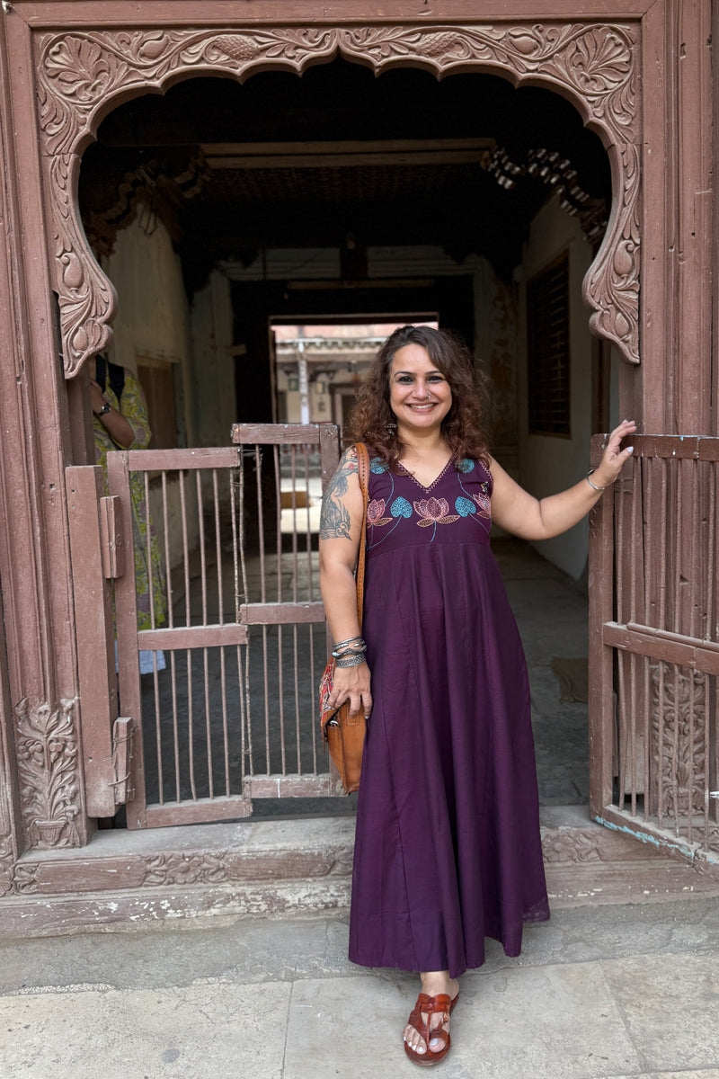 Saroj | Khwaab | Long Kali Dress | Wine