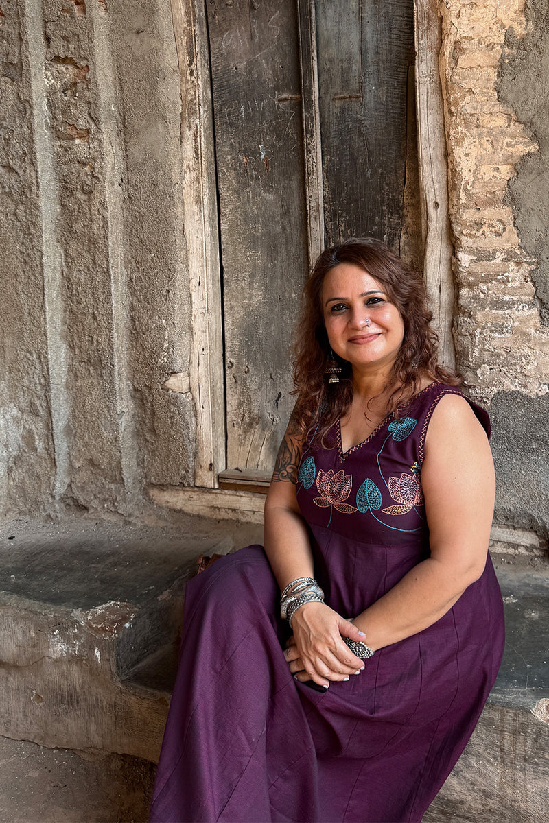 Saroj | Khwaab | Long Kali Dress | Wine