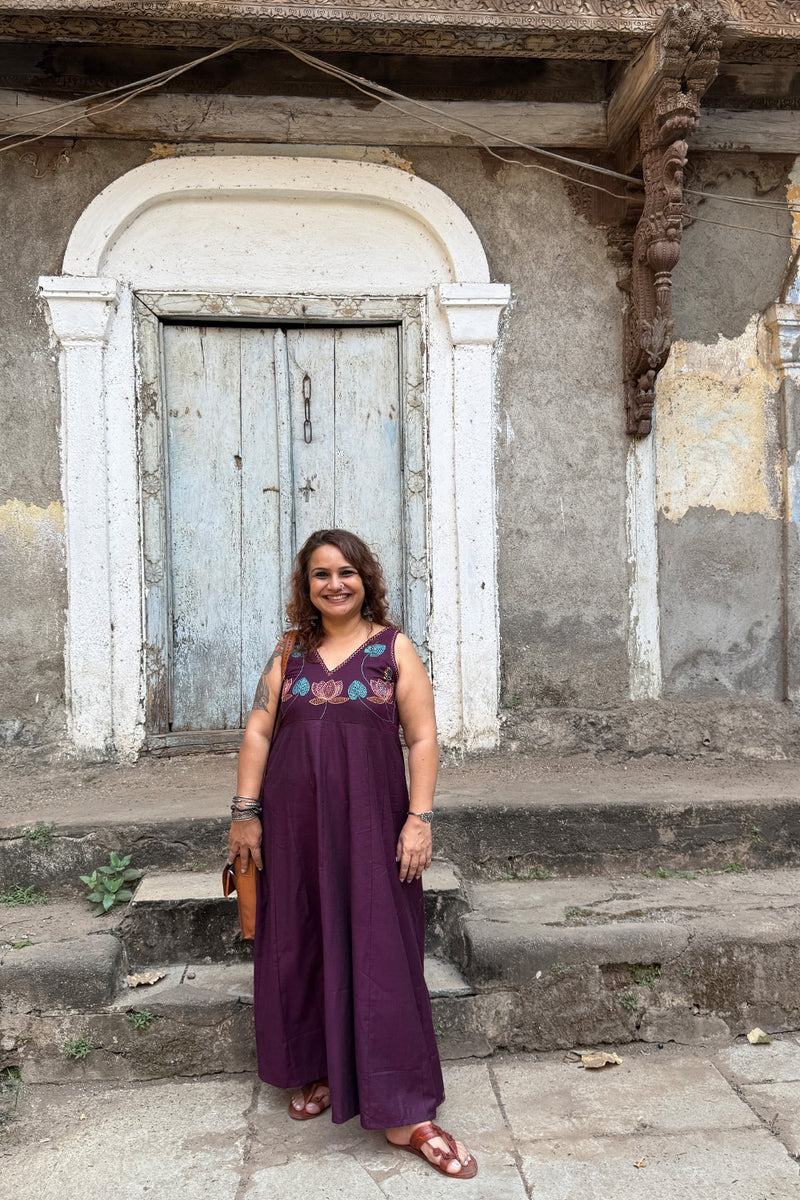 Saroj | Khwaab | Long Kali Dress | Wine