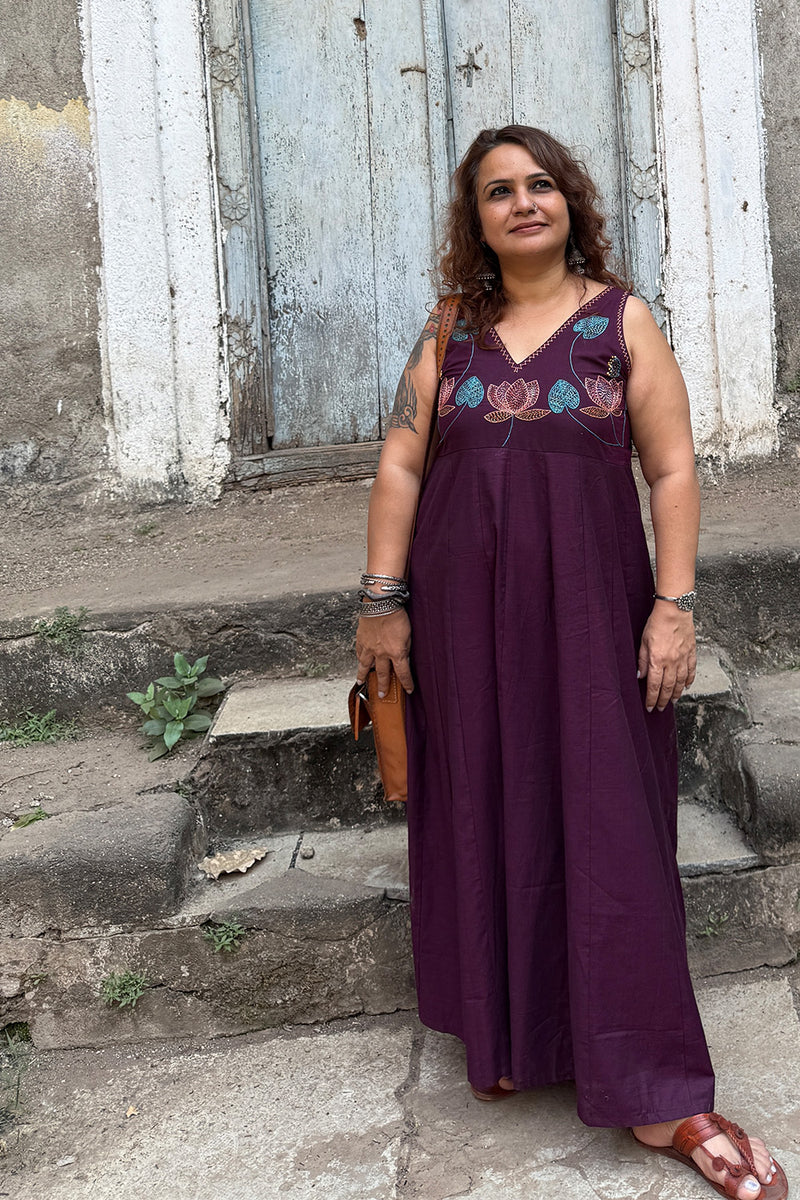 Saroj | Khwaab | Long Kali Dress | Wine
