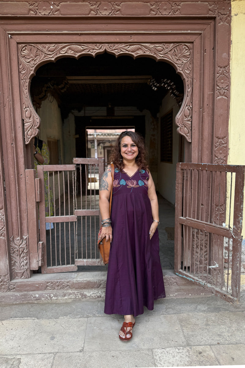 Saroj | Khwaab | Long Kali Dress | Wine