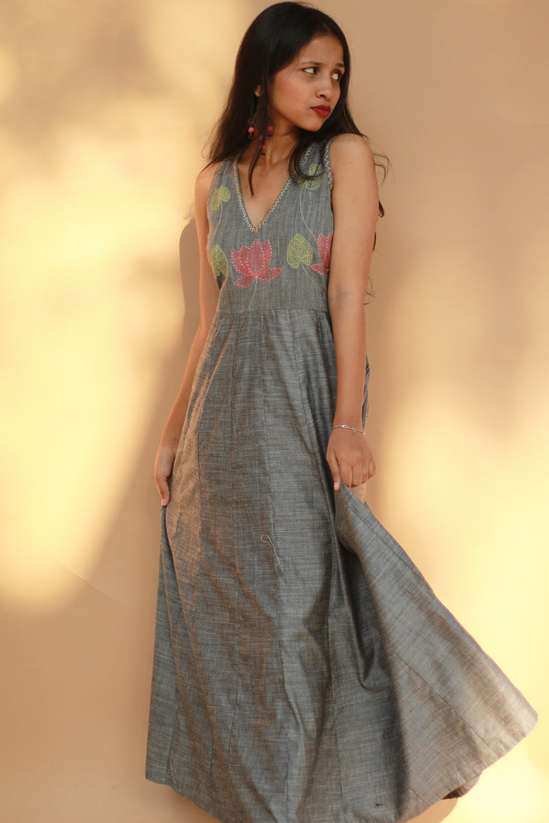 Saroj | Khwaab | Long  Kali Dress | Grey