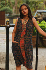 Titli | Short Dress | Blue Jardin Ajrakh