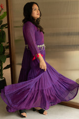 Amara | Layered Long Dress | Purple