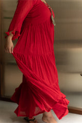 Amara | Layered Long Dress | Rouge
