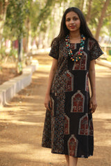 Sukoon | Midi Dress | Noir Universe with Jharokha Ajrakh
