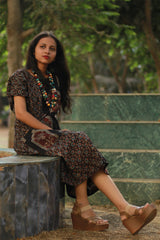 Sukoon | Midi Dress | Noir Universe with Jharokha Ajrakh