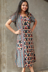 Sukoon | Midi Dress | Brown Trikon Ajrakh