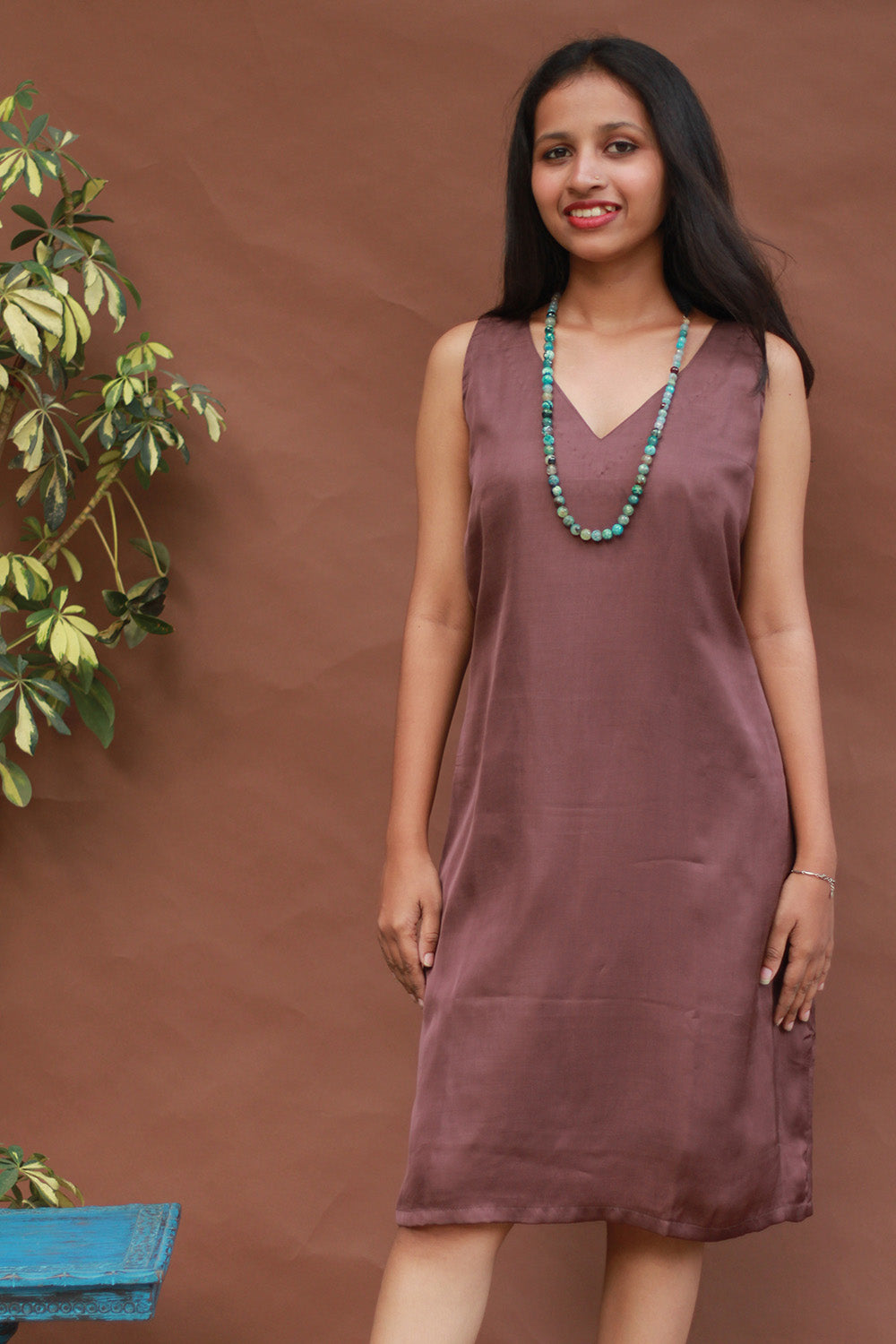Noor | Sleeveless Modal Dress | Plum