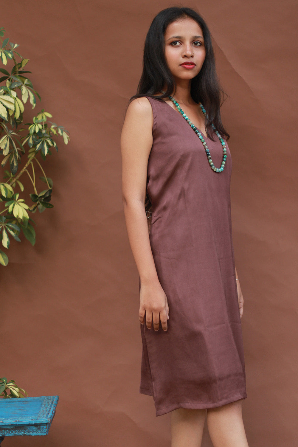 Noor | Sleeveless Modal Dress | Plum