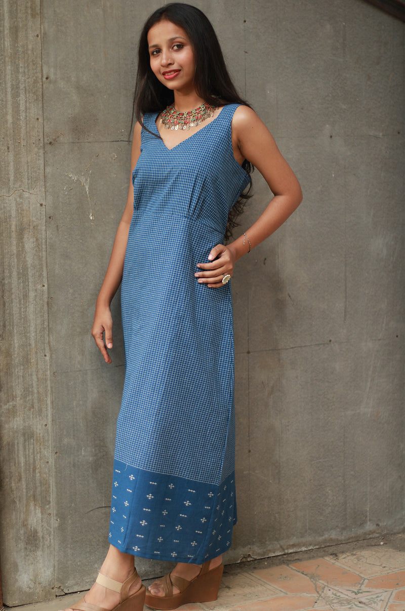 Mili | Sleeveless Dress | Blue Checks